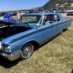 Classic car with hood open